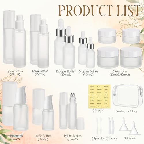 Blushtier 27 Pack Travel Skincare Containers Set 0.4/0.51/0.68/1.7oz