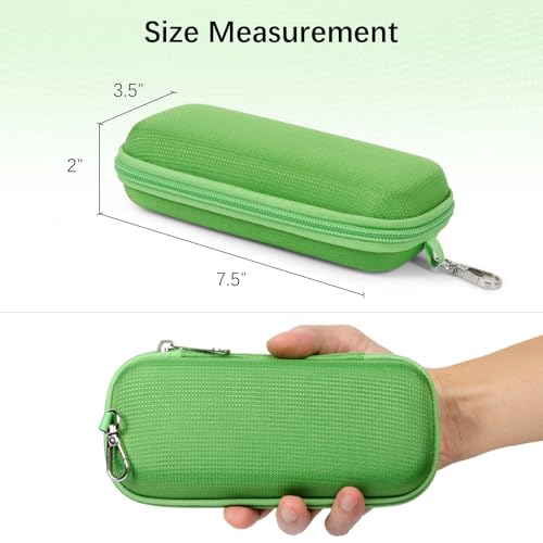 Double Eyeglasses Case for Dual Sunglasses, Hard Shell with Zipper - color: Green