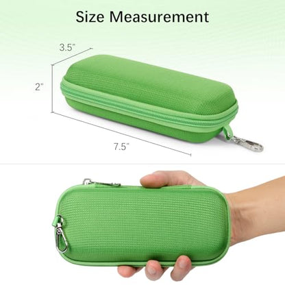 Double Eyeglasses Case for Dual Sunglasses, Hard Shell with Zipper - color: Green