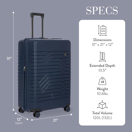 Bric's B|Y Ulisse Checked Luggage with Spinner Wheels – Expandable Lightweighted Hard Shell Suitcase, TSA Combination Lock - Removeable Wash Bag Included - 30 Inch, Ocean Blue - color: Ocean Blue, size: Checked-large