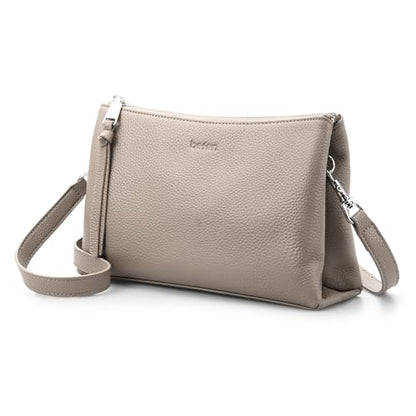 befen Genuine Leather Crossbody Bags for Women, Small RFID Leather Purses - color: Beige Grey