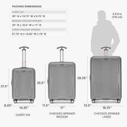 Traveler's Choice Ultimax II Polycarbonate Hardside Luggage with Spinner Wheels, Slate Gray, 21-Inch Carry-On - color: Slate Gray, size: 21-Inch Carry-On