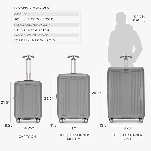 Traveler's Choice Ultimax II Polycarbonate Hardside Luggage with Spinner Wheels, Slate Gray, 21-Inch Carry-On - color: Slate Gray, size: 21-Inch Carry-On
