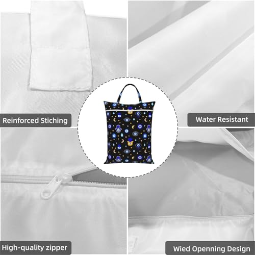 Evil Eye Black Travel Laundry Bag Washable Dirty Clothes Bag for Gym - color: Evil Eye Black