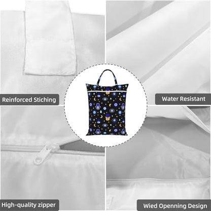 Evil Eye Black Travel Laundry Bag Washable Dirty Clothes Bag for Gym - color: Evil Eye Black