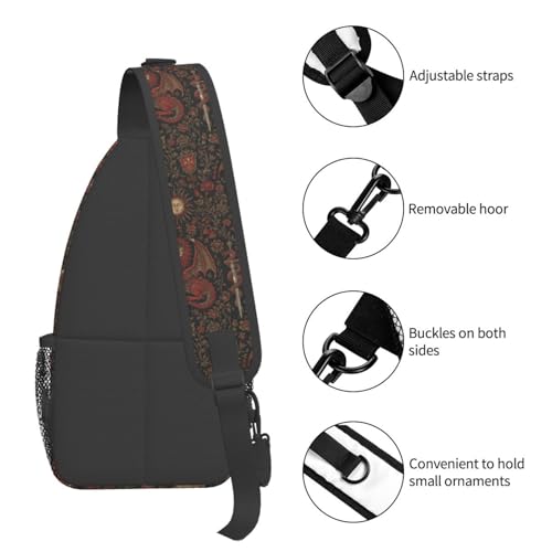Sling Backpack Unisex Crossbody Chest Bag Shoulder Chest Bag For Women Men Hiking Travel - color: Gothic Medieval