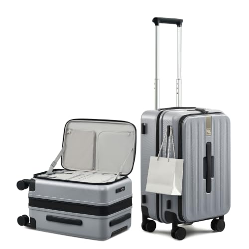 Hanke 20 Inch Top Opening Expandable PC Carry On Luggage with TSA Lock,50L - color: Grey, size: 20 Inch