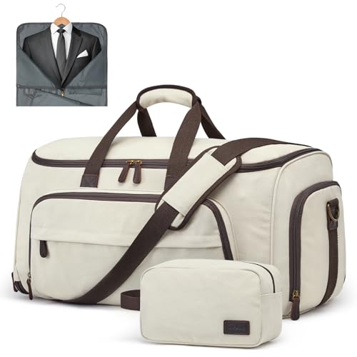 S-ZONE Garment Bag for Travel Convertible Duffle Bag Suit Bag for Men Women - color: Beige