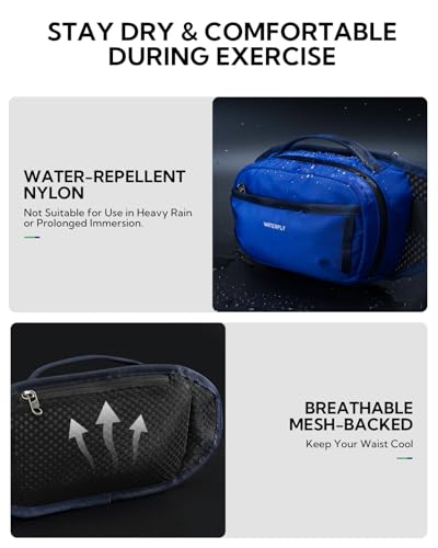WATERFLY 2.3L RFID Fanny Pack: Anti-Theft Bellows-Style Opening for Hiking - color: Navy Blue