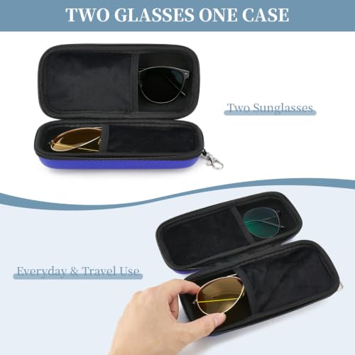 WOZEAH Double Eyeglasses Case Hard Shell EVA Dual Sunglasses Organizer - color: Blue