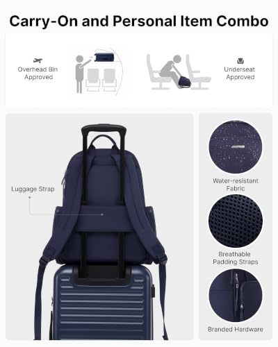 LONG VACATION Luggage Sets, 3 Piece, 20 Inch Carry On Hardshell Suitcase - color: Blue, size: 3 Piece Set (20in/BP/TB)