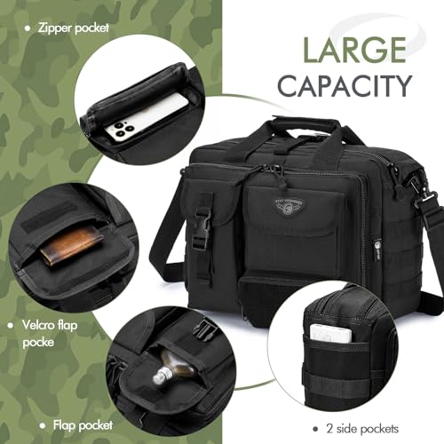 Tactical Messenger Bag for Men Multifunctional Tactical Briefcase Men's Military Laptop Work Bag for Business Teacher - size: 15.6 inch