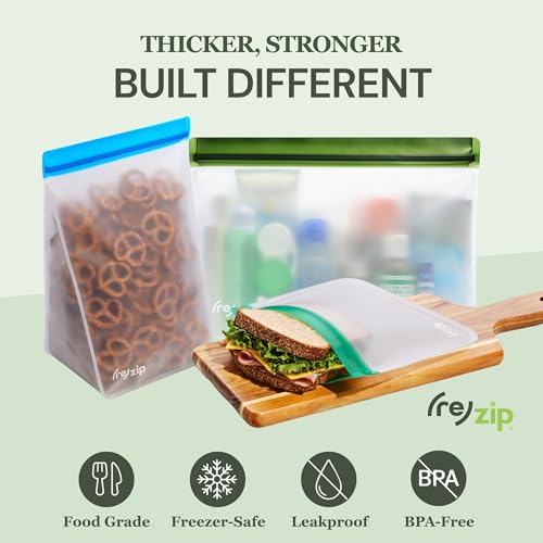 (re) zip Reusable Clip-On Bag, Snacks & Essentials, 21 oz, 2-Pack | Leakproof, Lightweight, Dirt- & Water-Resistant, BPA-Free. Travel & Outdoor Use. Holds Wallet, Keys, Phone & Essentials. - color: Sage & Gray