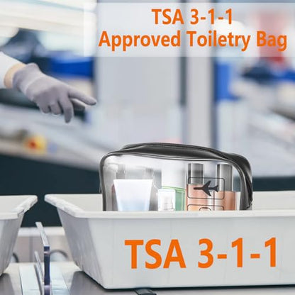 TSA Approved Toiletry Bag 2 Pack,Clear Travel Bags for Toiletries - color: Black-2pcs