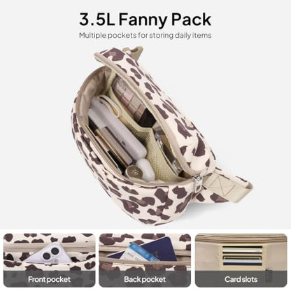 TOPEAST Waist Pack 3.5L Fanny Packs with Water Bottle Holder - color: Cream Leopard