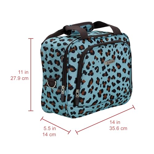 Rockland Fashion Softside Upright Luggage Set,Expandable,Telescopic Handle,Wheel, Blue Leopard, 2-Piece (14/19) - color: Blue Leopard, size: 2 Piece (19"/14" Tote)