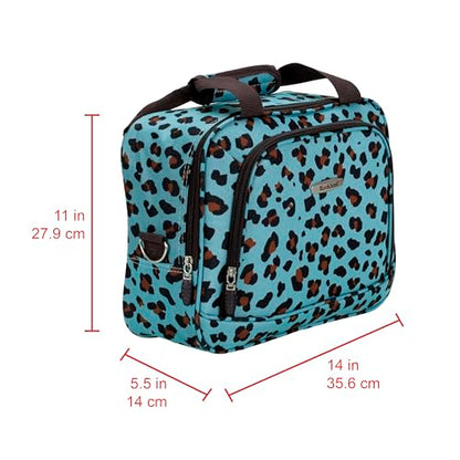 Rockland Fashion Softside Upright Luggage Set,Expandable,Telescopic Handle,Wheel, Blue Leopard, 2-Piece (14/19) - color: Blue Leopard, size: 2 Piece (19"/14" Tote)