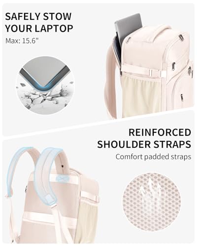 ECOHUB Travel Backpack Airline Approved Under Seat Personal Item Bag - color: Beige, size: 18 inch underseat
