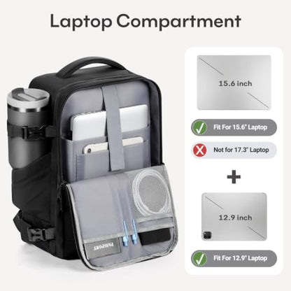 mibasies Travel Backpack for Women & Men 28L，Airline Personal Item Bag - color: Black, size: Large