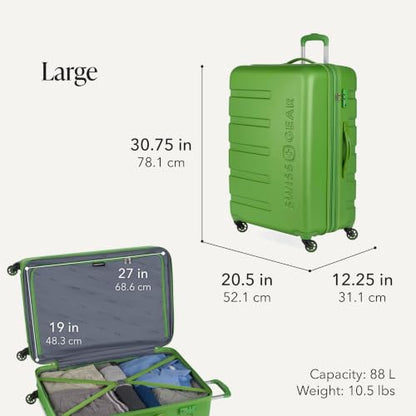 SWISSGEAR Signature Carry-On/Large Hardside Expandable Spinner Luggage Set, ABS Construction, TSA-Friendly Lock, Green, 2-Piece Set (19/27-Inch) - color: Green, size: 2-Piece Set (19/27)