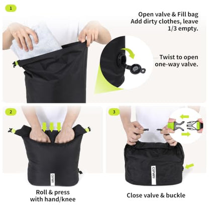 Travel Compression Laundry Bag for Dirty Clothes, 40L 1Pack