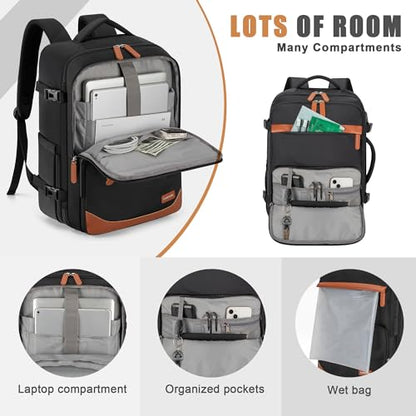 50L Travel Backpack, Flight Approved Carry On Laptop Backpack - color: Black, size: X-Large