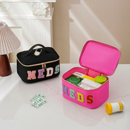 uekeboag Chenille Letter MEDS Nylon Makeup Bag(15Hot Pink) - color: 15Hot Pink