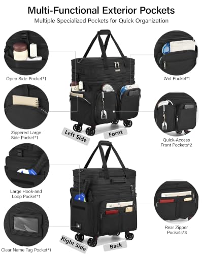 MILADA Expandable Luggage Bags for Travel Large Suitcases with Wheels - color: Black