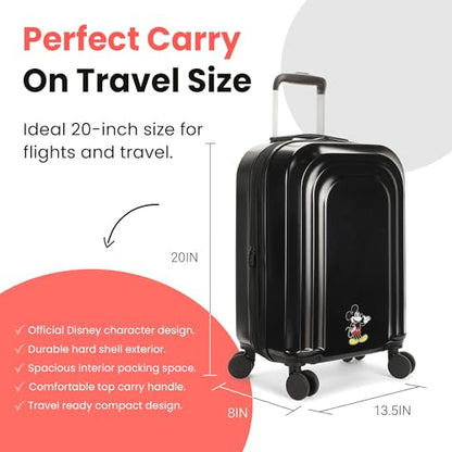Bioworld Disney Mickey Mouse Peeking Mickey 20" 4-Wheel Roling Luggage - color: Disney Mickey Mouse Peeking