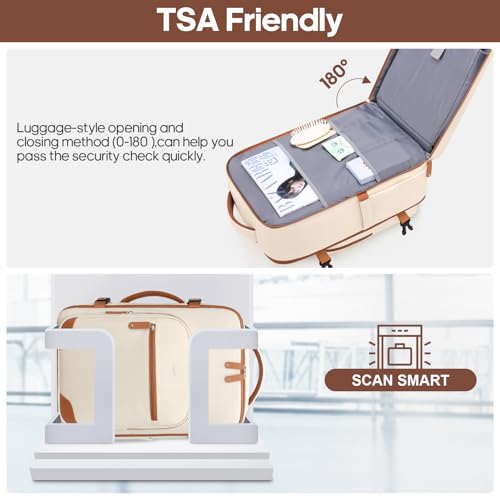 Expandable Carry On Luggage Set, 20In PC Hardside Suitcase with Backpack | Suitcase Set 3 Piece with Spinner Wheels /TSA Lock/For Women,Travel Airline Approved - color: Beige