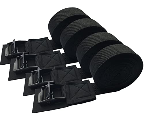 Padded Cam Buckle Tie Down Straps, 1 in x 10 ft, 4 Pack - color: Black 4 Pack, size: 1"x10'