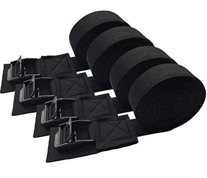 Padded Cam Buckle Tie Down Straps, 1 in x 10 ft, 4 Pack - color: Black 4 Pack, size: 1"x10'