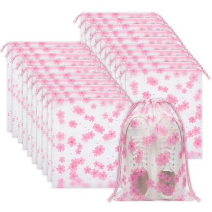 Shoe Bags for Travel, 20PCS Waterproof Drawstring Shoe Bags for Packing - color: Flowers