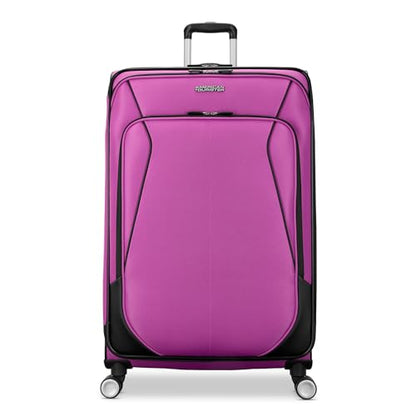 American Tourister 4 KIX 3.0 Checked-Large Softside Expandable Luggage with 4 Spinner Wheels, Hyper Violet - color: Hyper Violet, size: Large