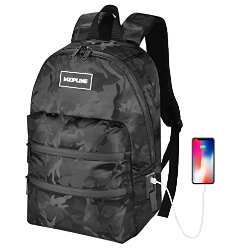 Mini Backpack Bag-Smell Proof-USB Charging Port Daypack Travel bags With Carbon Lining for Men & Women Travel (Camouflage Black) - color: Camouflage Black
