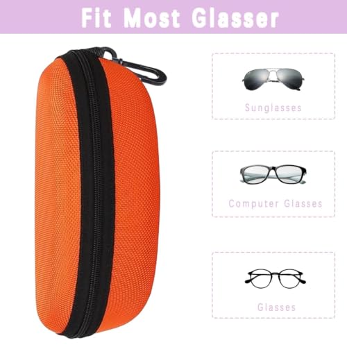 3pcs Sunglasses Case Box, Travel Zipper Hard Shell Eyeglasses Case Scratch Resistant Glasses Hook Glasses Organiser - color: Blue Orange Rose