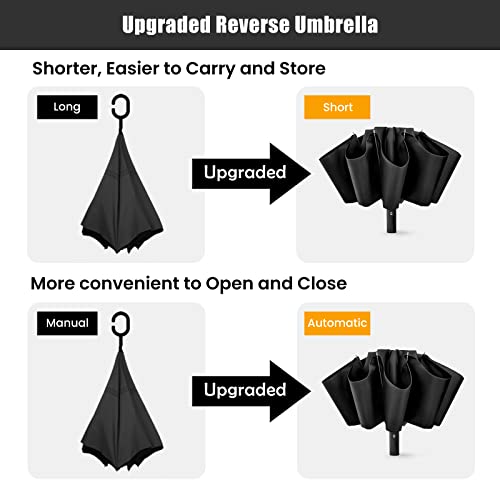 G4Free Windproof Strong 54 Inch Large Reverse Portable Travel Umbrella - color: Black