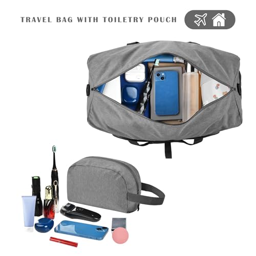 Felipe Varela Foldable Duffle Bag for Travel Weekend Overnight Gym Camping - color: C Gray, size: 40L