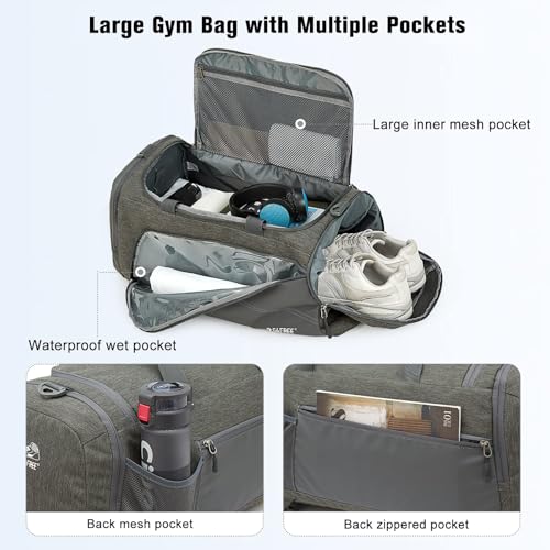 G4Free 45L/60L 3-Way Duffle Backpack Gym Bag with Wet Pocket & Shoes Compartment Sports Travel Weekender Overnight Duffel Bag - color: Grey, size: 45l
