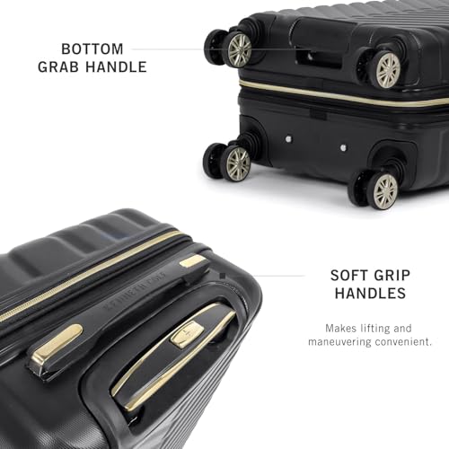 Kenneth Cole REACTION Madison Square Lightweight Hardside Chevron Expandable Spinner Luggage, Black, (28-Inch Checked) - color: Black, size: 28-Inch Checked
