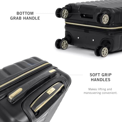 Kenneth Cole REACTION Madison Square Lightweight Hardside Chevron Expandable Spinner Luggage, Black, (28-Inch Checked) - color: Black, size: 28-Inch Checked