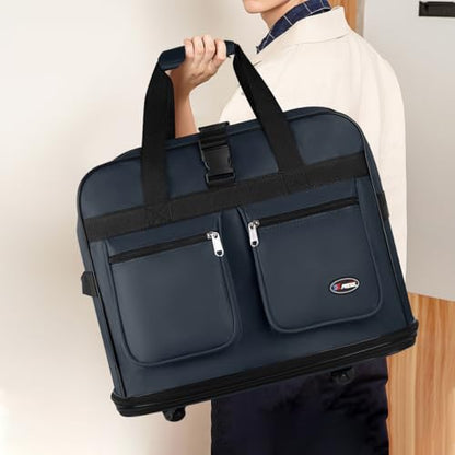30'' Expandable Rolling Duffel Bag Suitcases w/Wheels,Foldable Luggage Bag - color: Navy, size: 30"