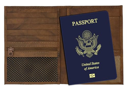 Antique Saddle RFID Genuine Leather Passport Wallet - color: Antique Saddle