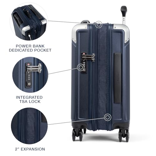 Travelpro Platinum Elite 하드사이드 확장 가능한 스피너 휠 수하물 TSA 잠금 하드 쉘 폴리카보네이트 슈트케이스, 트루 네이비 블루, 컴팩트 기내용 20인치, Platinum Elite 하드사이드 확장 가능한 스피너 휠 러기지 Tsa Lock 하드 쉘 폴리카보네이트 슈트케이스 - color: 트루 네이비 블루, size: 컴팩트 기내용 20인치