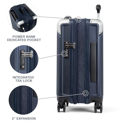 Travelpro Platinum Elite 하드사이드 확장 가능한 스피너 휠 수하물 TSA 잠금 하드 쉘 폴리카보네이트 슈트케이스, 트루 네이비 블루, 컴팩트 기내용 20인치, Platinum Elite 하드사이드 확장 가능한 스피너 휠 러기지 Tsa Lock 하드 쉘 폴리카보네이트 슈트케이스 - color: 트루 네이비 블루, size: 컴팩트 기내용 20인치