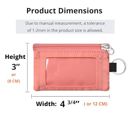 RFID 차단 여행용 지갑, 조절 가능한 랜야드 포함, 작은 나일론 지퍼 파우치 및 신분증, 신용 카드, 현금, 열쇠, 통근자용 배지 홀더, 코럴 블러쉬, 끈이 달린 RFID 차단 여행용 지갑 - color: 코럴 블러쉬