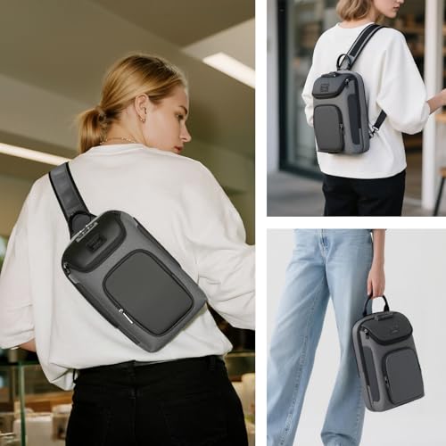 reeyee Men's Sling Bag, Anti-Theft Crossbody Bag for Travel, Gray - color: Gray