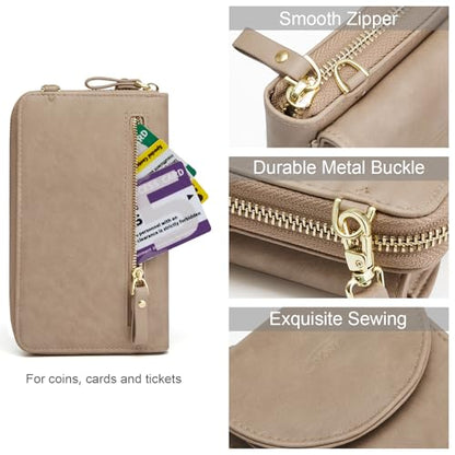 S-ZONE Small Crossbody Bags for Women Phone Purse RFID Blocking Wallet - color: Retro Grey