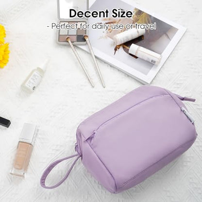 Narwey Travel Makeup Bag Toiletry Bag, Wide Open Cosmetic Bag for Women - color: A-Purple, size: Small
