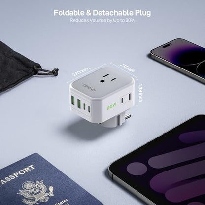 EPICKA PD 20W 2-Pack Germany France Type EF Travel Adapter, 2USB-A/2USB-C - style: 2 Packs Type EF-for Geraman&France